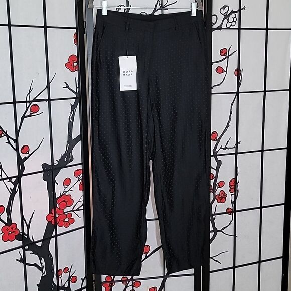 Dries Van Noten Nwt Black Single Pleat Polka Dot Women's Pants Size 2 - Picture 3 of 13